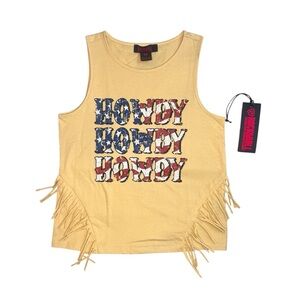 NWT Rock & Roll Denim Stars & Stripes Tank Top - Western Summer Cowgirl Fringe